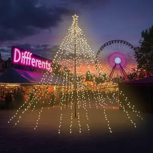 Yescom 4840 LED 20Ft Flag Pole Christmas Tree Light Kit Giant-Sized with Star Top for Outdoor Holiday Decor Event, Warm White