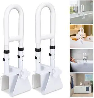 Yescom 2 Pack Bathtub Grab Bar Safety Rail Adjustable Shower Handle Lock Clamp for Senior Handicap