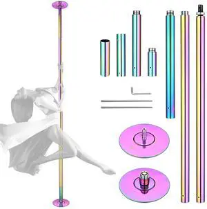 Yescom 10.8FT Professional Stripper Pole Static Spinning Dancing Pole Kit with Extensions for Home Gym Fitness,Colorful