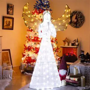 Yescom 5ft Pre-Lit Christmas Angel Decoration with 150 LED Lights with Stakes & Zip Ties for Outdoor Indoor Yard Garden Lawn Display