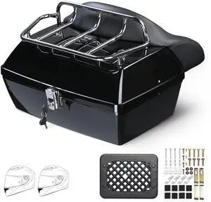 Yescom 48L Universal Motorcycle Tail Box Top Case Luggage Rack for Harley Road King