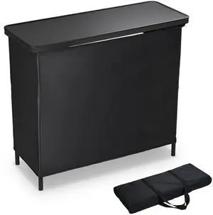 InstaHibit EZ GO Portable Bar Table Aluminum with Carry Bag Black Skirt for Wedding Camping Tradeshow Party
