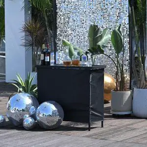 InstaHibit EZ GO Portable Bar Table Aluminum with Carry Bag Black Skirt for Wedding Camping Tradeshow Party