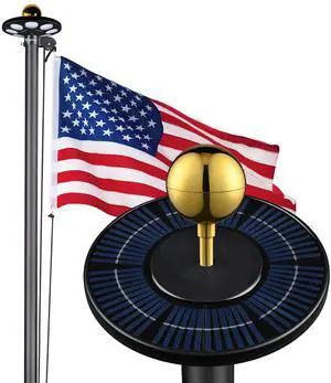 Yescom Bravery 25Ft Heavy Duty Sectional 13Gauge Aluminum Flag Pole Kit with 136 LED Solar Light US Flag Top Outside House Outdoor