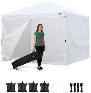 InstaHibit EZ GO 10x10ft Pop Up Canopy Tent w/ 4 Sidewalls Instant Shelter Event