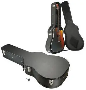 Yescom Acoustic Guitar Case Hard Dreadnought 41 Inch Wooden Hardshell Carrying Case with Lock Accessory Compartment for Airline Travel Black