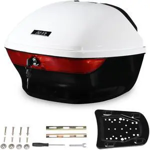 AHR 33L Motorcycle Top Case Tour Tail Box Scooter Trunk Storage w/ Lock White AHR 33L Motorcycle Top Case Tour Tail Box Scooter Trunk Storage w/ Lock White