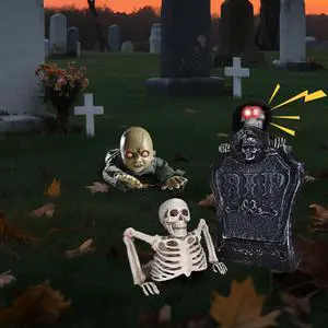 Yescom 15" Animated Halloween Tombstone & Half Skeleton with 8" Crawling Baby Zombie 2025 Yescom 15" Animated Halloween Tombstone & Half Skeleton with 8" Crawling Baby Zombie 2025
