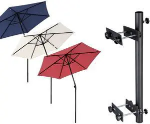 Yescom 7.5Ft Outdoor Patio Umbrellas with No-Drill Deck Railing Mount Holder Tilt for 250th National Anniversary Celebration Decor Red White and Blue Yescom 7.5Ft Outdoor Patio Umbrellas with No-Drill Deck Railing Mount Holder Tilt for 250th National Anniversary Celebration Decor Red White and Blue
