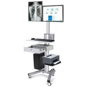 Yescom Mobile Computer Cart Dual Monitor Mount with Drawer Black Yescom Mobile Computer Cart Dual Monitor Mount with Drawer Black
