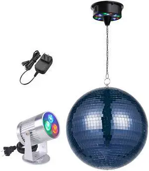 Yescom 12" Blue Disco Ball w/ RGB Spotlight & Rotating Motor Party Light Kit Yescom 12" Blue Disco Ball w/ RGB Spotlight & Rotating Motor Party Light Kit
