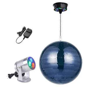 Yescom 16" Blue Disco Ball w/ RGB Spotlight & Rotating Motor Party Light Kit Yescom 16" Blue Disco Ball w/ RGB Spotlight & Rotating Motor Party Light Kit
