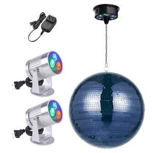 Yescom 16" Blue Disco Ball w/ 2 RGB Spotlights Rotating Motor Party Light Yescom 16" Blue Disco Ball w/ 2 RGB Spotlights Rotating Motor Party Light