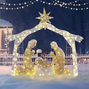 Yescom 6Ft Pre-lit Christmas Nativity Scene Garden Jesus Decoration with 190 LEDs for Patio Yard Garden Party Event Holiday Silver Yescom 6Ft Pre-lit Christmas Nativity Scene Garden Jesus Decoration with 190 LEDs for Patio Yard Garden Party Event Holiday Silver