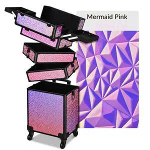 Byootique Mermaid Pink 4in1 Rolling Makeup Train Case Cosmetic Organizer Wheel Byootique Mermaid Pink 4in1 Rolling Makeup Train Case Cosmetic Organizer Wheel