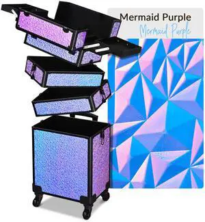 Byootique Mermaid Purple 4in1 Rolling Makeup Train Case Cosmetic Organizer Wheel Byootique Mermaid Purple 4in1 Rolling Makeup Train Case Cosmetic Organizer Wheel