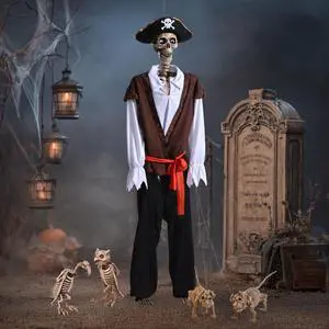 Yescom 5.6 Ft Pirate Captain Skeleton with Vulture & Owl Skeleton Halloween Decoration 2026 Yescom 5.6 Ft Pirate Captain Skeleton with Vulture & Owl Skeleton Halloween Decoration 2026
