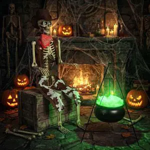 Yescom 5.6 Ft Life Size Cowboy Skeleton with Witches Cauldron Pot on 31" Tripod Halloween Decoration Party 2026 Yescom 5.6 Ft Life Size Cowboy Skeleton with Witches Cauldron Pot on 31" Tripod Halloween Decoration Party 2026