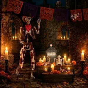 Yescom 5.6 Ft Cowboy Skeleton w/ Halloween Tombstone Half Skeleton 2 Spider 2 Scorpion Party Decorations 2026 Yescom 5.6 Ft Cowboy Skeleton w/ Halloween Tombstone Half Skeleton 2 Spider 2 Scorpion Party Decorations 2026
