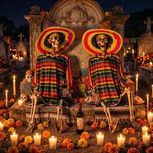 Yescom 2 Pack 5.6ft Life Size Posable Skeleton Halloween Decor w/ Shawl Sombrero Yescom 2 Pack 5.6ft Life Size Posable Skeleton Halloween Decor w/ Shawl Sombrero