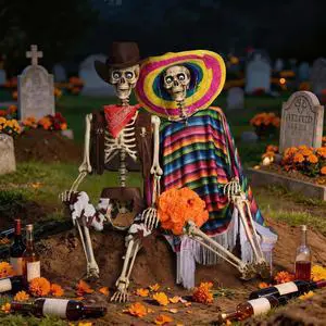 Yescom 2 Pack Life Size Skeleton Decorations Fully Posable Halloween Yard Décor Yescom 2 Pack Life Size Skeleton Decorations Fully Posable Halloween Yard Décor