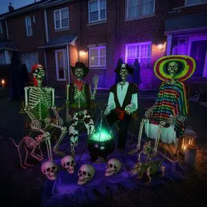 Yescom 4 Pack Life Size Skeleton Decorations Fully Posable Halloween Yard Décor Yescom 4 Pack Life Size Skeleton Decorations Fully Posable Halloween Yard Décor