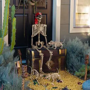 Yescom 5.6 Ft Life Size Pirate Skeleton with 2 Pcs Dachshund Dog 1 Pcs Cat Skeleton Party Decoration 2026 Yescom 5.6 Ft Life Size Pirate Skeleton with 2 Pcs Dachshund Dog 1 Pcs Cat Skeleton Party Decoration 2026