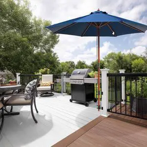 Yescom 9ft Solid Wood Patio Umbrella with Heavy Duty Deck Corner Mount Kit Bracket & Pulley System for Backyard BBQ Gathering, Navy Blue Yescom 9ft Solid Wood Patio Umbrella with Heavy Duty Deck Corner Mount Kit Bracket & Pulley System for Backyard BBQ Gathering, Navy Blue
