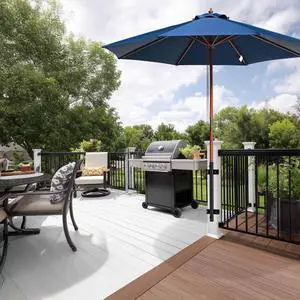 Yescom 9' Solid Wood Patio Umbrella with Heavy Duty Deck No-Drill Mount Kit Bracket & Pulley System for Backyard BBQ Gathering, Navy Blue Yescom 9' Solid Wood Patio Umbrella with Heavy Duty Deck No-Drill Mount Kit Bracket & Pulley System for Backyard BBQ Gathering, Navy Blue