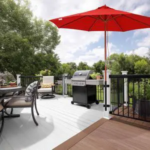 Yescom 9' Solid Wood Patio Umbrella with Heavy Duty Deck No-Drill Mount Kit Bracket & Pulley System for Backyard BBQ Gathering, Classic Red Yescom 9' Solid Wood Patio Umbrella with Heavy Duty Deck No-Drill Mount Kit Bracket & Pulley System for Backyard BBQ Gathering, Classic Red