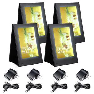 WeChef LED Backlit Menu Holder Cover Table Tent 4 Pack Fits A5 Size 6.3"x9.4" WeChef LED Backlit Menu Holder Cover Table Tent 4 Pack Fits A5 Size 6.3"x9.4"