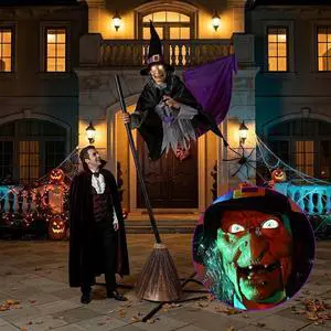 Yescom 9Ft Animatronics Flying Witch Hovering Broom Animated Halloween Outdoor Decoration Motion Activated AC 110-240V 2026 Party Outdoor Decor Yescom 9Ft Animatronics Flying Witch Hovering Broom Animated Halloween Outdoor Decoration Motion Activated AC 110-240V 2026 Party Outdoor Decor