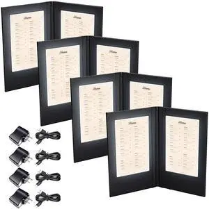 WeChef LED Backlit Menu Holder Cover Folding Cover Fits A5 Size 5.8"x8.3" 4 Pack WeChef LED Backlit Menu Holder Cover Folding Cover Fits A5 Size 5.8"x8.3" 4 Pack