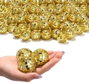 Yescom 120 Pcs Mini Disco Ball Set 1.6" Small Reflective Mirror for 70s Party Dance Décor Ornaments Bulk Gold Yescom 120 Pcs Mini Disco Ball Set 1.6" Small Reflective Mirror for 70s Party Dance Décor Ornaments Bulk Gold