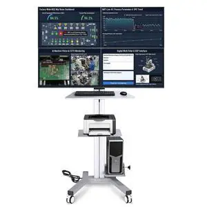 Yescom NexusX Commander Rolling Computer Cart 4-Monitors Industrial Heavy-Duty Mobile Workstation for Production Line Monitoring MES/HMI Control Shop Floor Inspections Silver Yescom NexusX Commander Rolling Computer Cart 4-Monitors Industrial Heavy-Duty Mobile Workstation for Production Line Monitoring MES/HMI Control Shop Floor Inspections Silver