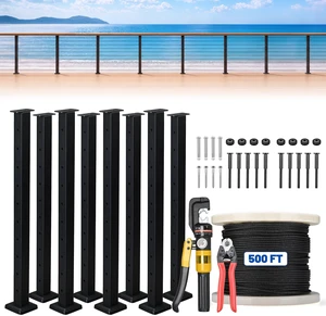Yescom 36" Black Cable Railing Post x8 Complete Set with 1/8" Cable Wire Hardware Installation Tools for 25-35ft Horizontal Deck Railing Yescom 36" Black Cable Railing Post x8 Complete Set with 1/8" Cable Wire Hardware Installation Tools for 25-35ft Horizontal Deck Railing