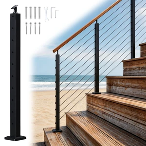 Yescom Black Stair Railing Indoor / Outdoor Stair Post 36 inch for Cable Railing System Pre-Drilled Surface Mount 25-35 Angle Adjustable Top Bracket Yescom Black Stair Railing Indoor / Outdoor Stair Post 36 inch for Cable Railing System Pre-Drilled Surface Mount 25-35 Angle Adjustable Top Bracket