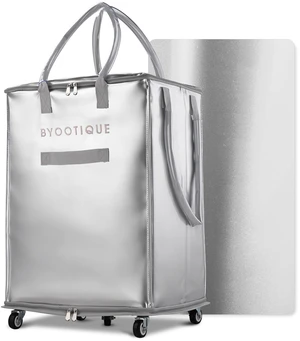 Byootique 145L XLarge Foldable Tote Bag on 5 Wheels 3 Carrying Ways Silver Byootique 145L XLarge Foldable Tote Bag on 5 Wheels 3 Carrying Ways Silver