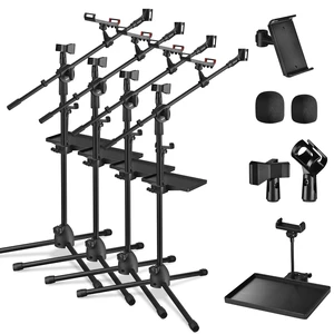 Yescom Microphone Stand with Storage Tray 31"-53" Height Widened Base Phone Holder for Music Studio 4 Packs Yescom Microphone Stand with Storage Tray 31"-53" Height Widened Base Phone Holder for Music Studio 4 Packs