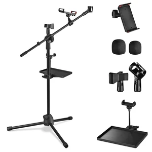 Yescom Microphone Stand with Storage Tray 31"-53" Height Widened Base Phone Holder for Music Studio Yescom Microphone Stand with Storage Tray 31"-53" Height Widened Base Phone Holder for Music Studio