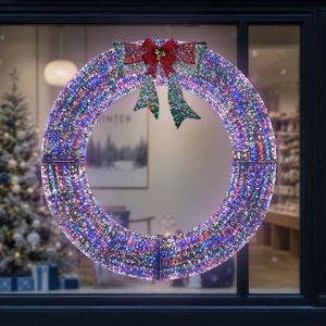 Yescom 60 inch Commercial Outdoor Pre-Lit Christmas Wreath 4600 LED Lights for Gable & Window, 10lb Light Weight, Space-Saving Sectional Metal Frame Yescom 60 inch Commercial Outdoor Pre-Lit Christmas Wreath 4600 LED Lights for Gable & Window, 10lb Light Weight, Space-Saving Sectional Metal Frame