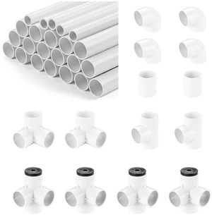 Yescom 23 Pcs 32mm/20mm PVC Pipe Sch 40 Structural Fittings for Greenhouse Yescom 23 Pcs 32mm/20mm PVC Pipe Sch 40 Structural Fittings for Greenhouse