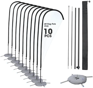 InstaHibit 10 Pack 8ft Feather Flag Pole Kit with Cross Base Stand & Weight Bag InstaHibit 10 Pack 8ft Feather Flag Pole Kit with Cross Base Stand & Weight Bag