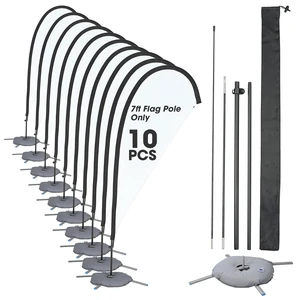 InstaHibit 10 Pack 7ft Teardrop Feather Flag Pole Kit w/ Cross Base & Water Bag InstaHibit 10 Pack 7ft Teardrop Feather Flag Pole Kit w/ Cross Base & Water Bag