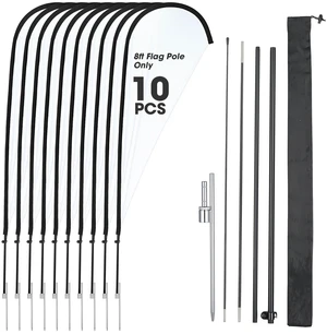 InstaHibit 10 Pack 8ft Teardrop Feather Flag Pole Kit with 20inch Ground Spike InstaHibit 10 Pack 8ft Teardrop Feather Flag Pole Kit with 20inch Ground Spike