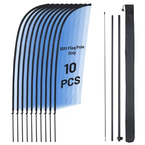 InstaHibit 10 Pack 10ft Feather Flag Pole Kit for Business Advertising Flags InstaHibit 10 Pack 10ft Feather Flag Pole Kit for Business Advertising Flags