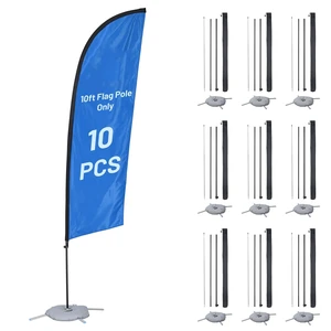 InstaHibit 10 Pack 10ft Feather Flag Pole Kit with Cross Base Stand & Weight Bag InstaHibit 10 Pack 10ft Feather Flag Pole Kit with Cross Base Stand & Weight Bag