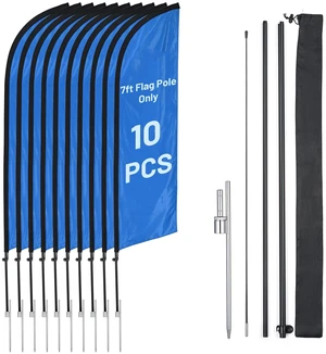 InstaHibit 10 Pack 7ft Feather Flag Pole Kit with 20inch Ground Spike Flag Base InstaHibit 10 Pack 7ft Feather Flag Pole Kit with 20inch Ground Spike Flag Base