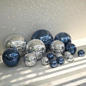 Yescom 16 Pcs Party Disco Balls Set Glass Mirror Ornaments Silver & Blue Yescom 16 Pcs Party Disco Balls Set Glass Mirror Ornaments Silver & Blue