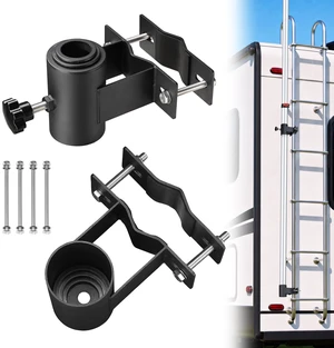 Yescom RV Ladder Flagpole Mount for 0.8"-4" Railings, No-Drill Clamp Holder, 3 Adapters Fits 1" to 2.36" OD Poles, Sponge Pad Protection & Anti-Wobble Adapter, Black Yescom RV Ladder Flagpole Mount for 0.8"-4" Railings, No-Drill Clamp Holder, 3 Adapters Fits 1" to 2.36" OD Poles, Sponge Pad Protection & Anti-Wobble Adapter, Black